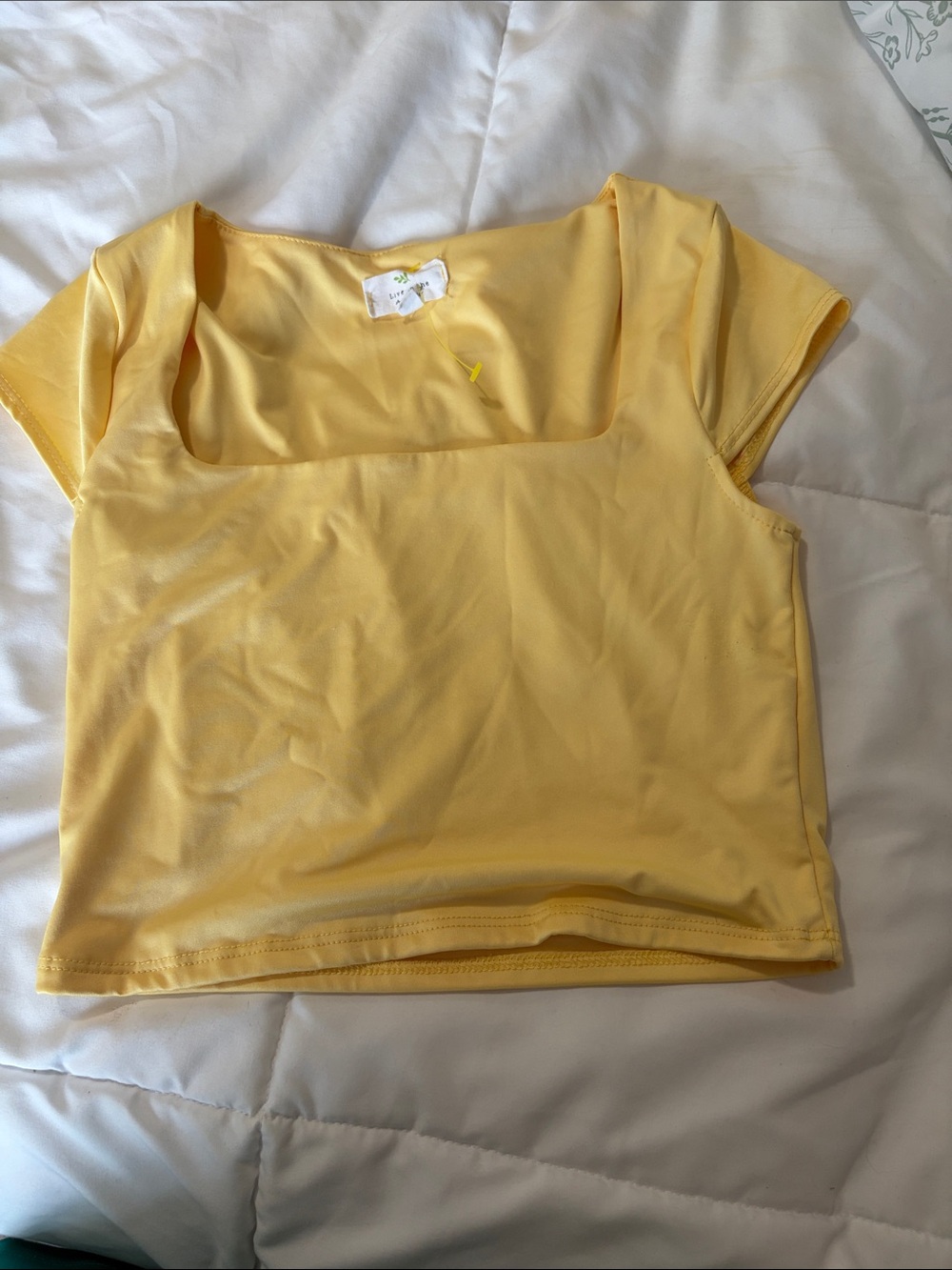 Yellow Square-Neck Crop Top - Unbranded
